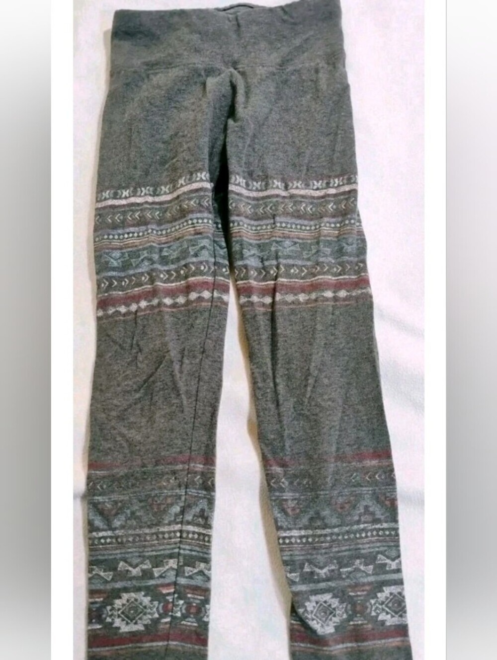 Justice Gray Leggings with Multicolor Fair Isle Bands